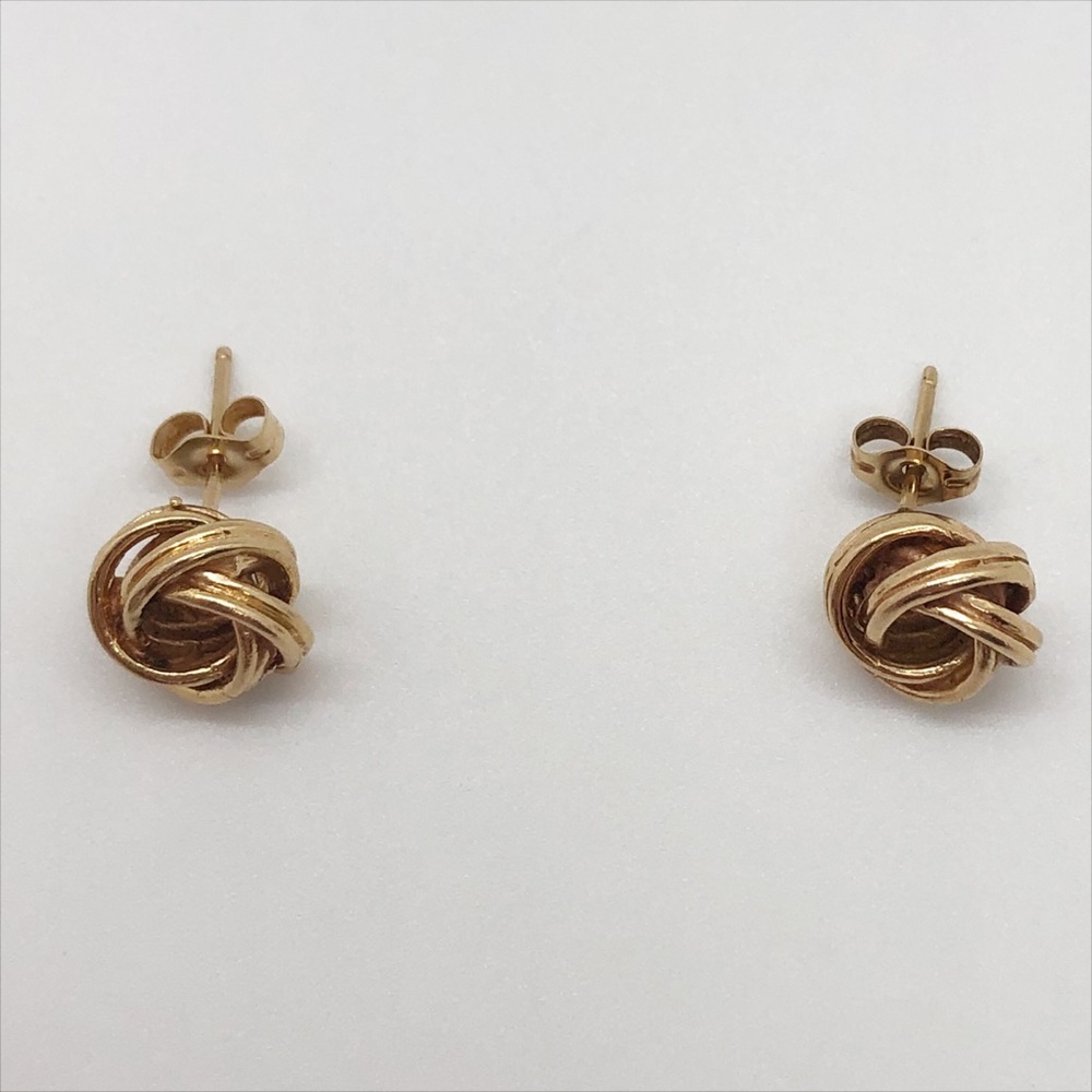14k yellow gold knot vintage stud earrings heavy 3.23 grams
